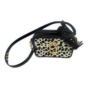 Marc Jacobs The Snapshot Crossbody Bag Black Leather Dalmatian Print